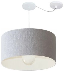 Lustre Pendente Cilíndrico Com Desvio de Centro Vivare Md-4233 Cúpula em Tecido 55x30cm - Bivolt