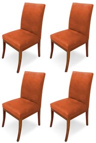 Conjunto 4 Cadeiras Raquel para Sala de Jantar Base de Eucalipto Suede Telha