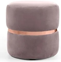 Puff Decorativo Com Cinto Rosê Round C-305 Veludo Rosê - Domi