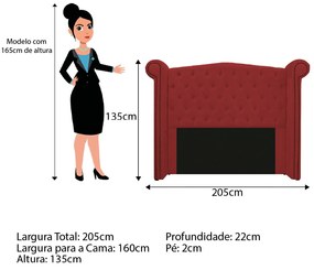 Kit Cabeceira e Calçadeira Veneza 160 cm Queen Size Corano Vermelho - ADJ Decor