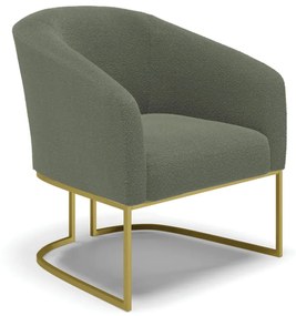 Poltrona Decorativa Base Industrial Dourado Stella Bouclê Menta D03 - D'Rossi