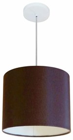 Lustre pendente cilíndrico free lux para mesa de jantar, sala, quarto, churrasqueira e balcão. - Café - Tam: 30x25cm