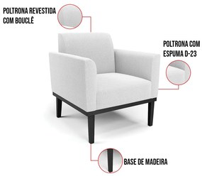 Namoradeira e Poltrona Base Madeira Preto Marisa Bouclê Off White D03 - D'Rossi