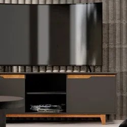 Rack para Sala Bancada de TV 55 Pol 139cm Flow Preto - EJ Móveis