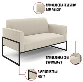 Namoradeira e 2 Poltronas Industrial Alta Preto Marisa Bouclê D03 - D'Rossi - Off White