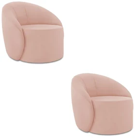 Poltrona Decorativa Orgânica Kit 2 Lua Veludo Rosê D03 - D'Rossi