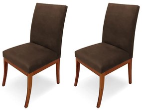 Conjunto 2 Cadeiras Raquel para Sala de Jantar Base de Eucalipto Suede Marrom