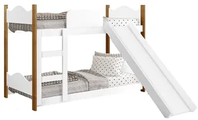 Beliche Infantil Encanto Com Escorregador Branco/Nature - Gabrielli Móveis