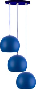 Lustre Pendente Aluminio Bola Triplo 15cm Azul