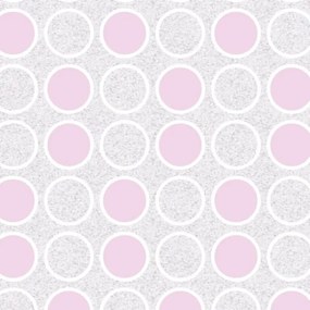 Papel de parede adesivo círculos rosa branco e cinza