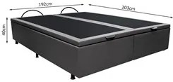 Base Box Baú para Cama Casal King 192x203cm Bipartido Liz S05 Sintétic