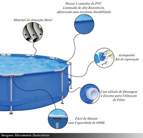 Piscina Acquablue Metal PVC Kit Reparação 6800 Litros Azul G31 - Gran belo