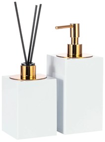 Conjunto Banheiro Duo Quadrado Resina Branco - Gold