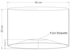 Cúpula abajur cilíndrica cp-8024 Ø50x25cm linho bege