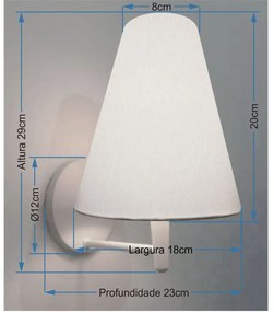 Kit/2 Arandela Cone Md-2007 Base Branco Cúpula em Tecido 20/08x18cm Linho Bege - Bivolt