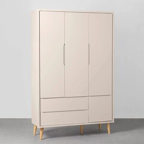 Guarda-Roupa Theo 3 Portas com Pés Retrô Natural - Areia
