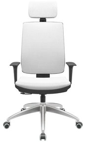 Cadeira Office Brizza Soft Aero Branco RelaxPlax Com Encosto Cabeca Base Aluminio 126cm - 63506 Sun House