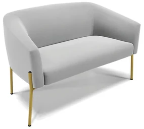 Sofá Namoradeira 2 Lugares Pé de Ferro Dourado Stella Suede D03 - D'Rossi - Cinza