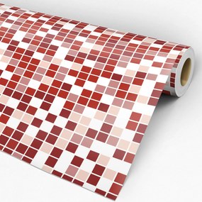 Papel de parede adesivo pastilha vermelha e branca