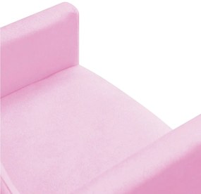 Poltrona Nina Suede Rosa Bebê Pés Palito Castanho D'Rossi