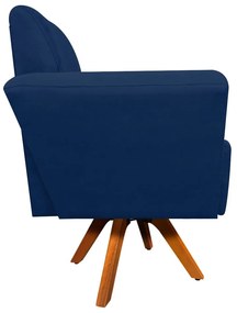 Kit 02 Poltronas Giratória Dora Suede Base Madeira MM30 D'Rossi - Azul Marinho