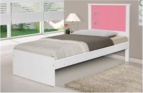 Cama Barcelona Solteiro Branco com Rosa - Tebarrot Móveis