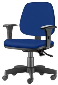 Cadeira Job com Bracos Assento Crepe Azul Base Rodizio Metalico Preto - 54607 Sun House