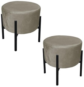 Puff Banqueta Decorativo Industrial Preto Kit 2 Iron Suede D03 - D'Rossi - Marrom Rato