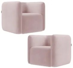 Poltrona para Sala de Estar Decorativa Kit com 2 Maggie Z08 Veludo Ros