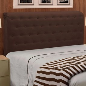 Cabeceira Giovana Cama Box Solteiro 90 cm Suede Marrom - D'Rossi