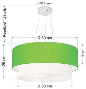 Pendente Cilíndrico Verde Limão e Branco MJ-4082 Para Mesa de Jantar e Estar