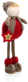 Boneco de Natal Menino em Pé Vermelho e Marrom 40x15 cm - D'Rossi