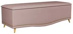 Calçadeira Baú Casal 140cm com Tachas Imperial J02 Veludo Rosê - Mpoze