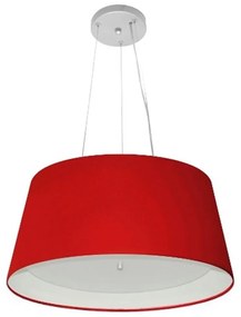 Lustre Pendente Cone Md-4144 Cúpula em Tecido 25x50x40cm Vermelho - Bivolt
