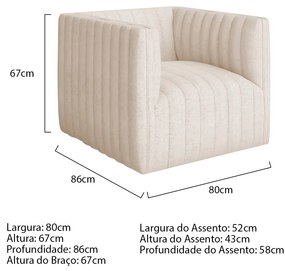 Kit 2 Poltronas Decorativas Sala de Estar Recepção Aurora Linho - ADJ Decor