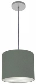 Luminária Pendente Vivare Free Lux Md-4107 Cúpula em Tecido - Cinza-Escuro - Canopla cinza e fio transparente