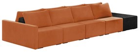 Sofá Ilha 4 Lugares Living 512cm Modulado Sala Lary Veludo Terracota/PU Pto K01 - D'Rossi