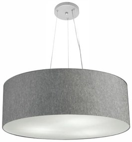 Lustre Pendente Cilíndrico Md-4070 Cúpula em Tecido 80x30cm Rustico Cinza - Bivolt