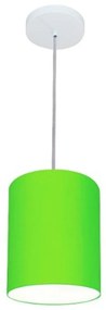 Kit/2 Lustre Pendente Cilíndrico Md-4012 Cúpula em Tecido 18x25cm Verde Limão - Bivolt