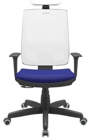 Cadeira Office Brizza Tela Branca Com Encosto Assento Aero Azul RelaxPlax Base Standard 126cm - 63678 Sun House