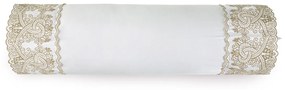 Almofada Rolinho Trussardi 300 Fios Cetim Livorno - Branco e Carvalho  Branco e Carvalho