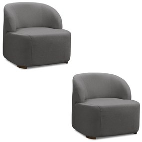 Poltrona Decorativa Orgânica kit 2 Diully Bouclê E03 - D'Rossi - Cinza escuro