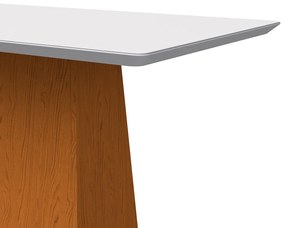 Mesa de Jantar Retangular Tampo com Vidro Bella 135 cm Off White Base Ypê - D'Rossi