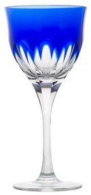 Taça de Cristal Lapidado Artesanal p/ Vinho Branco Libélula - Azul - 45  Azul - 45