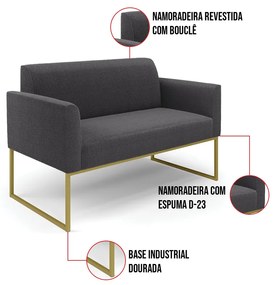 Namoradeira e 2 Poltronas Industrial Dourado Marisa Bouclê D03 - D'Rossi - Grafite