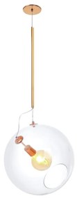 Pendente Globo Inclinado Ø30X65Cm Metal E Globo Ø30Cm 01Xe27 |Old Arti... (CHAMPANHE, CLEAR (TRANSPARENTE))