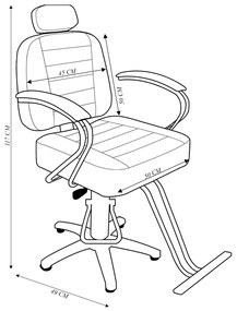 Cadeira Barbeiro Decorativa Reclinável c/Ajuste de Altura Base Estrela PU Marrom G31 - Gran Belo