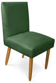 Cadeira de Jantar Carol Suede Verde Pés Palito Castanho - D'Rossi