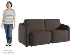 Sofá Cama Casal para Sala 176cm Polska Z08 Veludo Marrom - Mpozenato