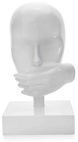 Escultura Decorativa Máscara Rosto Silêncio Branco 25x15 cm - D'Rossi
